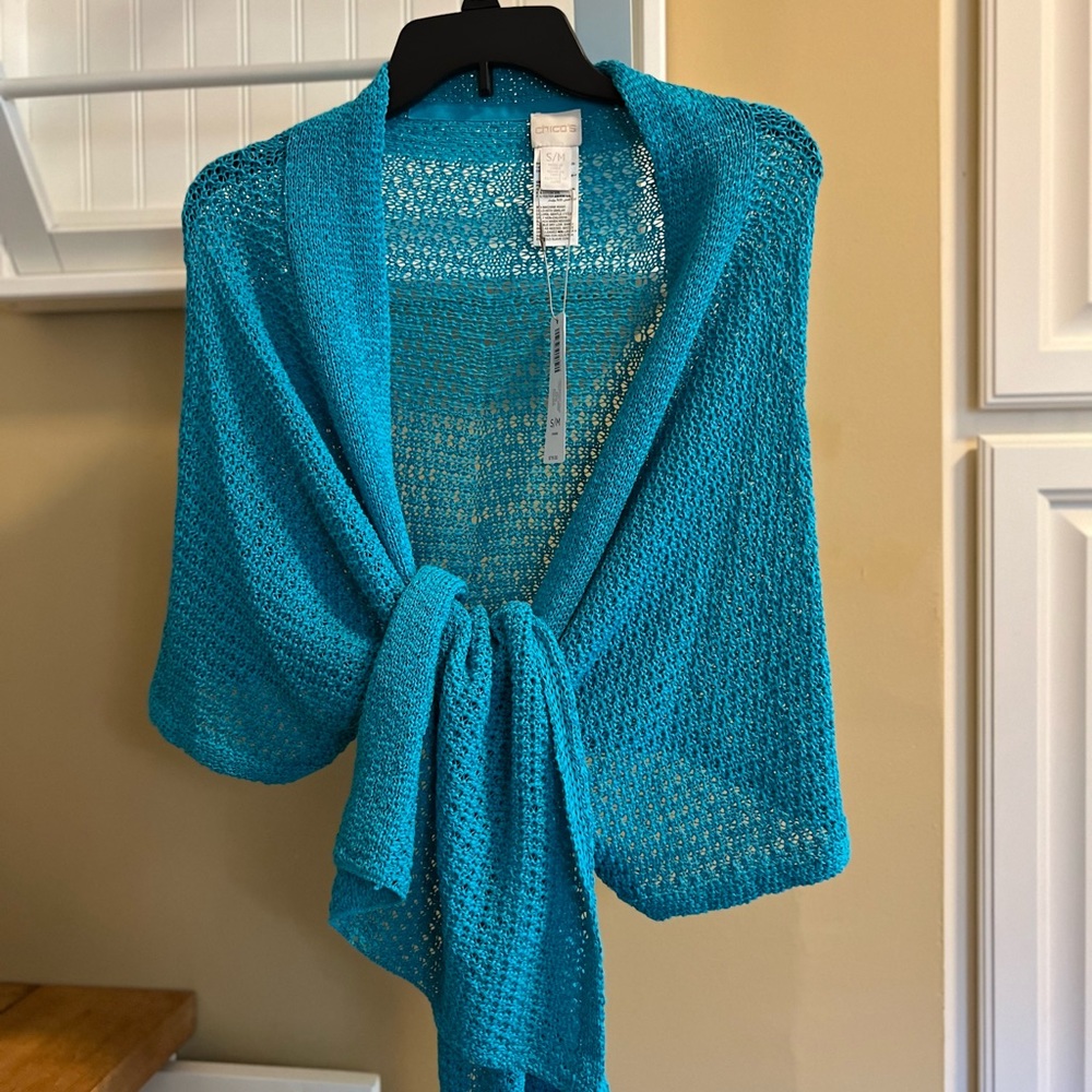 Chico’s lightweight ribbon weave wrap/ruana NWT S/M